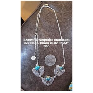 Turquoise and Silver Winged Necklace